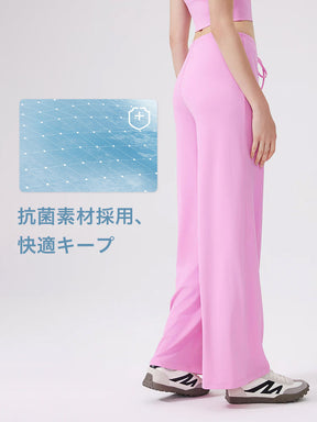 接触冷感 抗菌素材 薄手 ゆったり ワイトパンツ