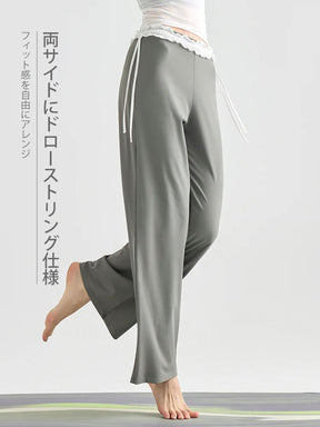 レースデザイン ヒップアップ ワイドパンツ