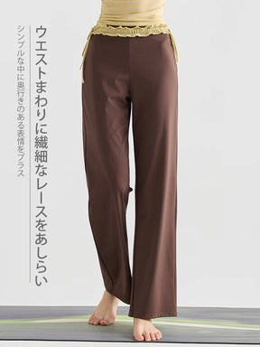 レースデザイン ヒップアップ ワイドパンツ