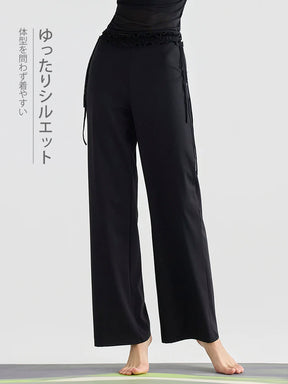 レースデザイン ヒップアップ ワイドパンツ