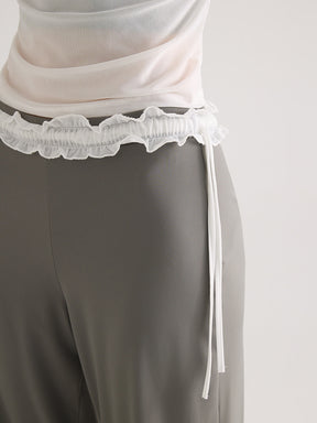 レースデザイン ヒップアップ ワイドパンツ
