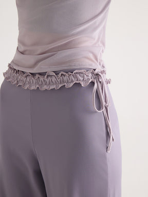 レースデザイン ヒップアップ ワイドパンツ