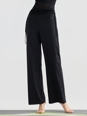 レースデザイン ヒップアップ ワイドパンツ