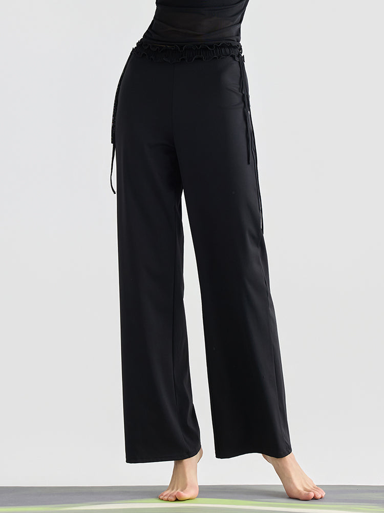 レースデザイン ヒップアップ ワイドパンツ