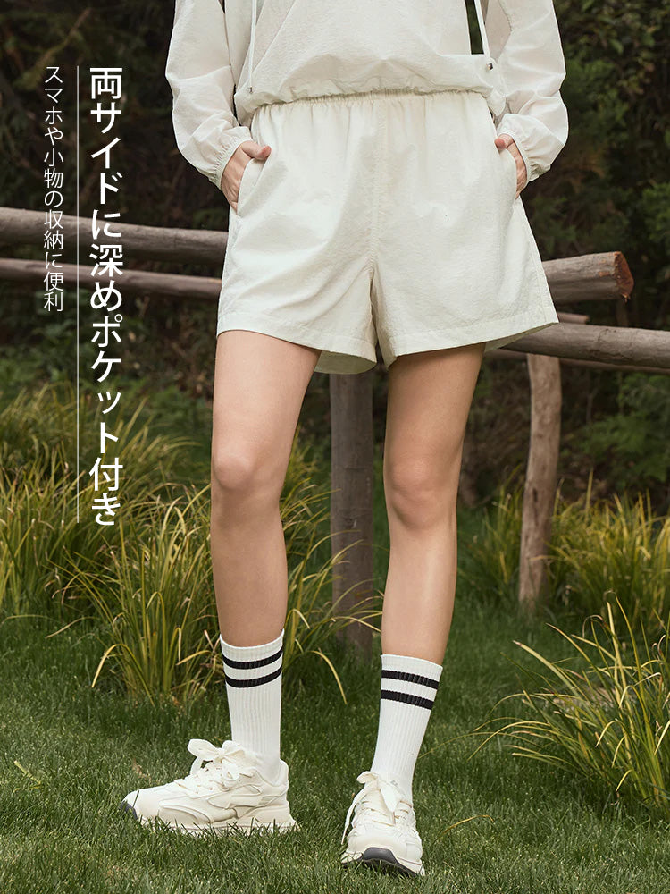 UVカット 薄手 ゆったり ショートパンツ ポケット付き レディース ヨガウェア