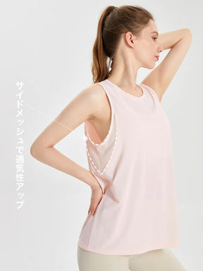 冷感 メッシュ切り替え uvカット ノースリーブ タンクトップ
