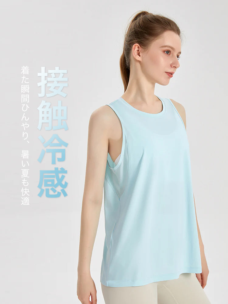 冷感 メッシュ切り替え uvカット ノースリーブ タンクトップ
