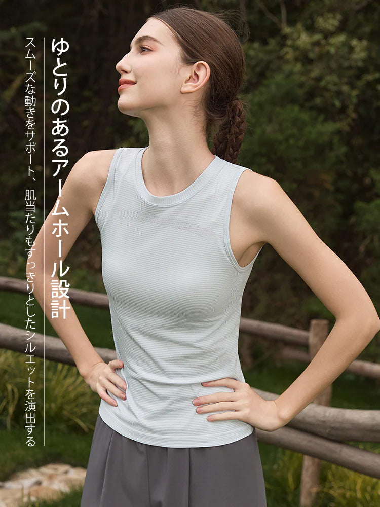 シームレス 速乾 ノースリーブ タンクトップ ヨガウェア レディース