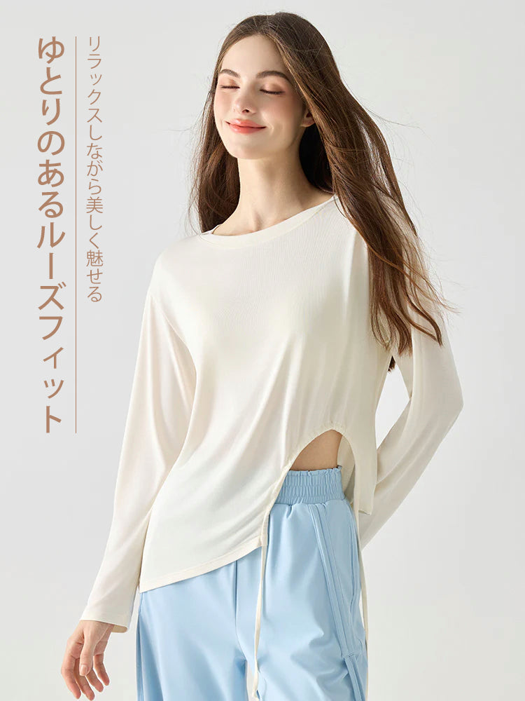 アシンメトリーデザインの2WAY長袖トップス