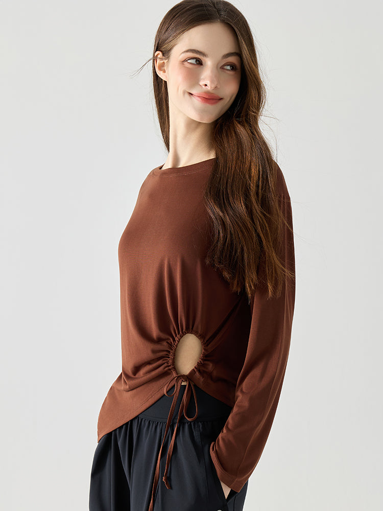 アシンメトリーデザインの2WAY長袖トップス