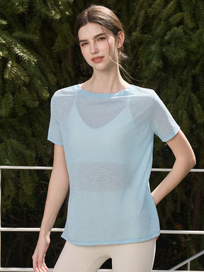 2WAY 速乾 通気性 ヨガTシャツ 半袖 レディース