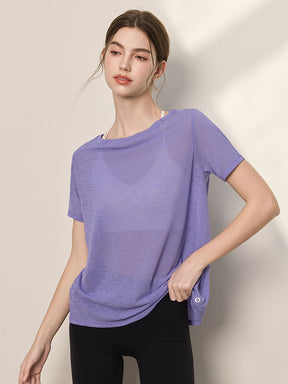 2WAY 速乾 通気性 ヨガTシャツ 半袖 レディース
