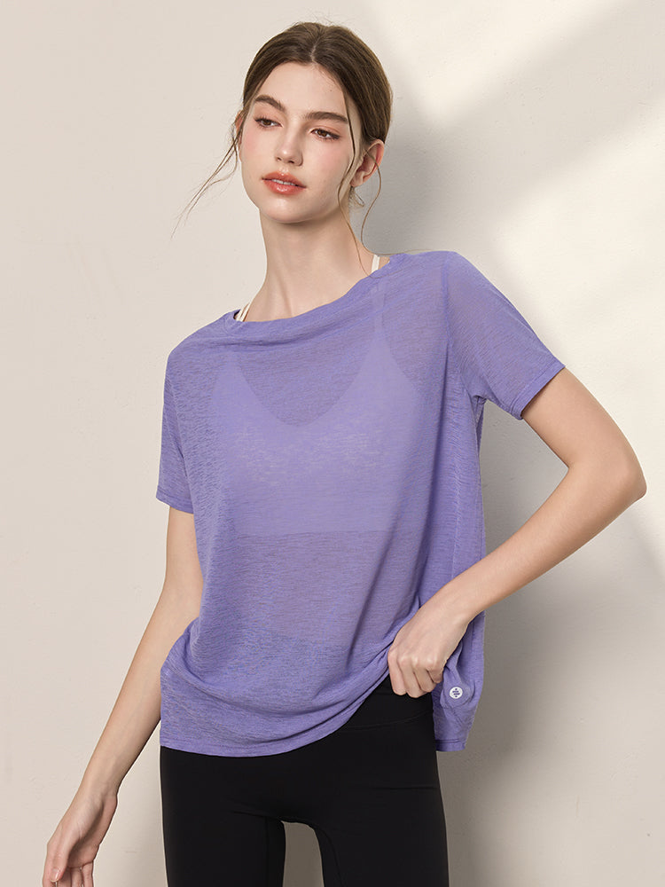2WAY 速乾 通気性 ヨガTシャツ 半袖 レディース