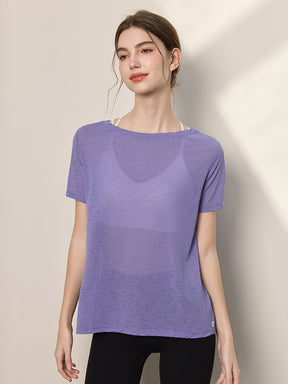 2WAY 速乾 通気性 ヨガTシャツ 半袖 レディース