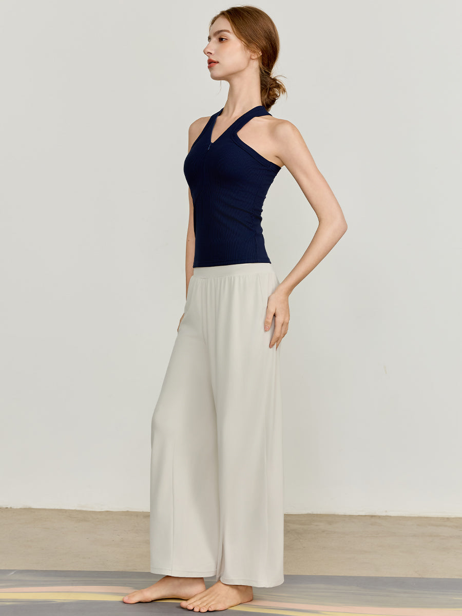 YoRib™ シリーズ Vネック レーサーバック カップ付き タンクトップ