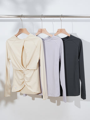 YoRib™ シリーズ バックツイスト リブ ロングスリーブ トップス