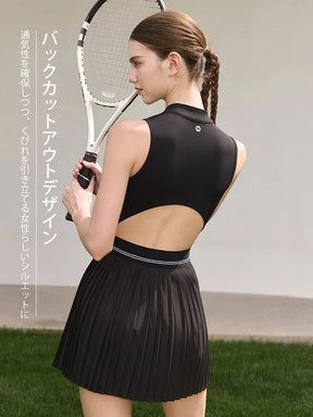 接触冷感 UVカット 通気性 プリーツ ワンピース パッド付き ヨガウェア