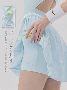 接触冷感 UVカット 通気性 プリーツ ワンピース パッド付き ヨガウェア