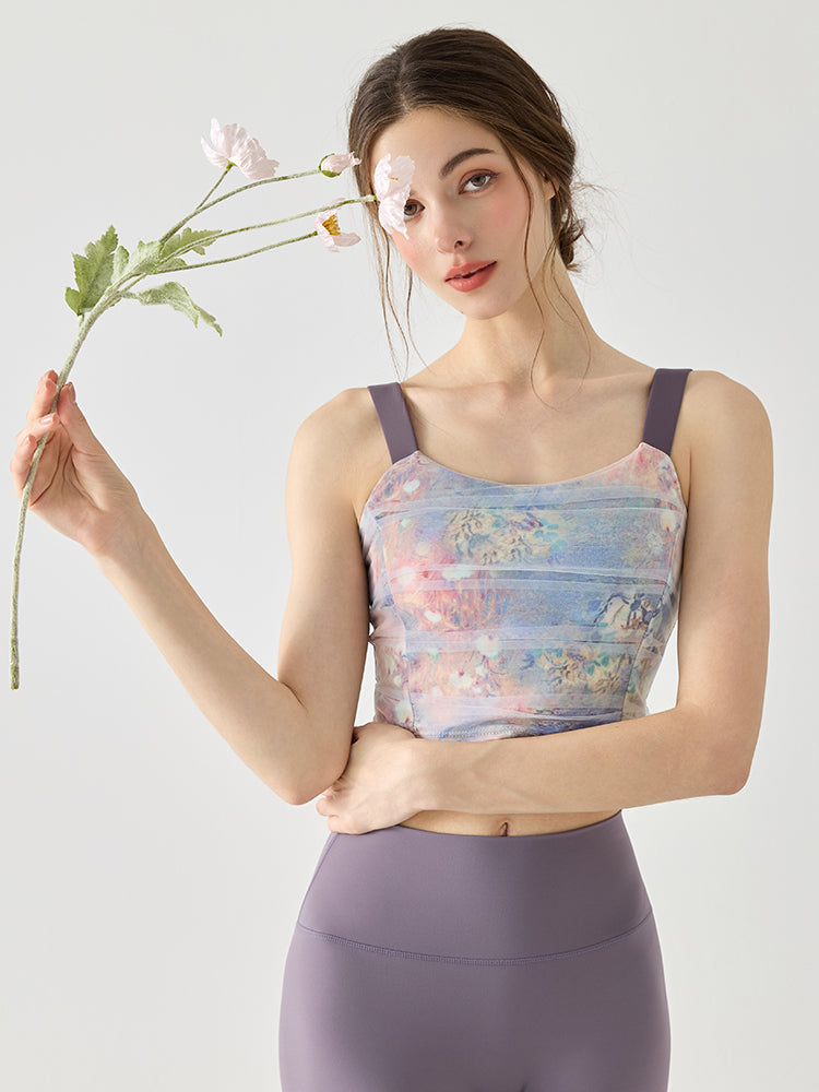 メッシュ タイダイ柄 パッド付きブラトップ