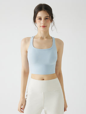 メッシュドレープのバックスタイルが特徴の2WAYパッド付きブラトップ