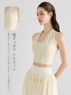 ホルターネック 美背 脇すっきり パッド付き レディース スポーツブラ