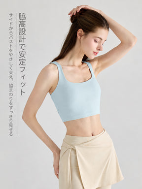 YoRib™ リブ素材 クロスバック カップ付きブラトップ