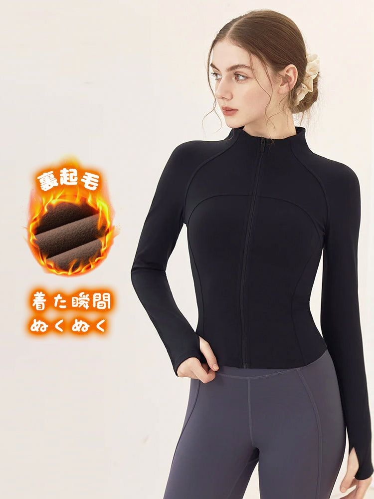 裏起毛 ジャケット 長袖 秋冬ヨガウェア