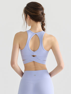 Yomoment LYCRA® スポーツブラ 背中開き ハイサポート 防振 ランニング ジム