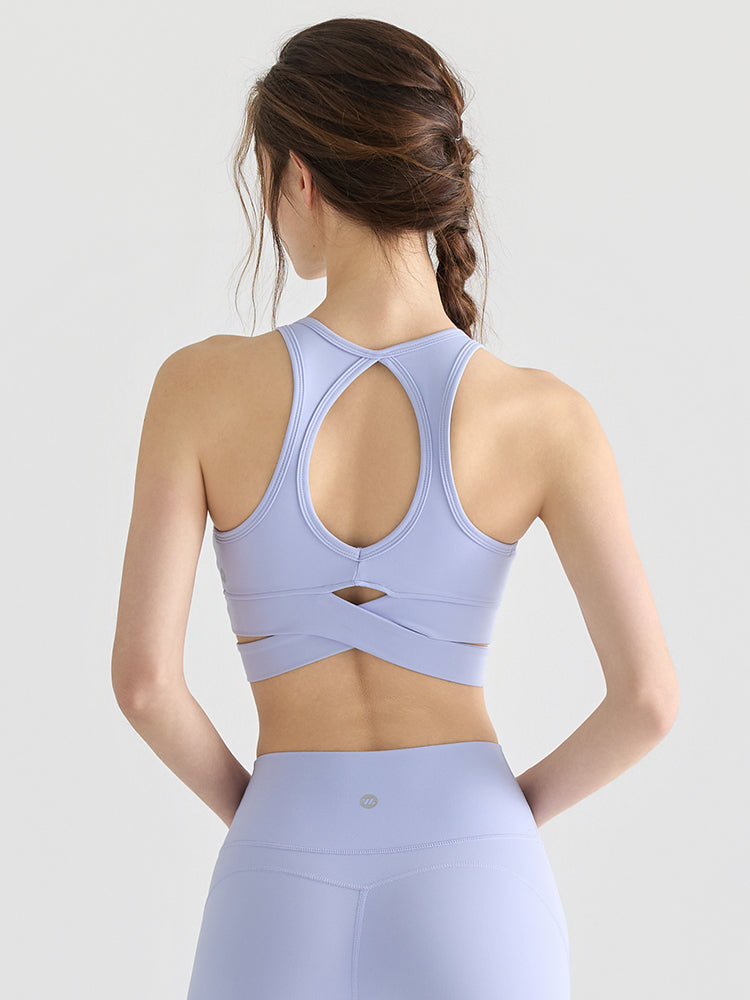 Yomoment LYCRA® スポーツブラ 背中開き ハイサポート 防振 ランニング ジム