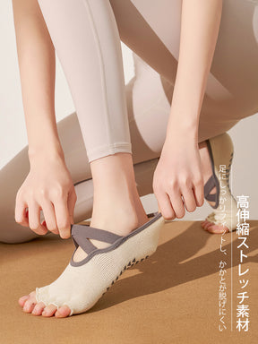 クロスストラップ五本指グリップヨガソックス