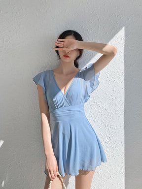 シアーワンピース付きのお洋服感覚で着られるレディース水着
