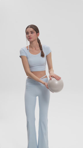 接触冷感 シャーリング フレアレギンス ピラティスウェア