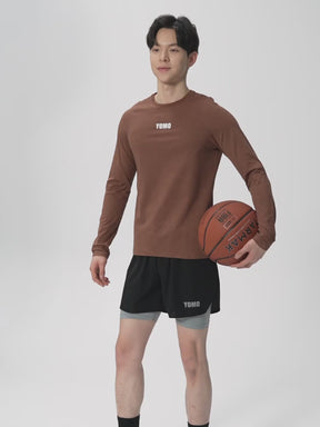 メンズ 速乾 クルーネック ラグランスリーブ長袖