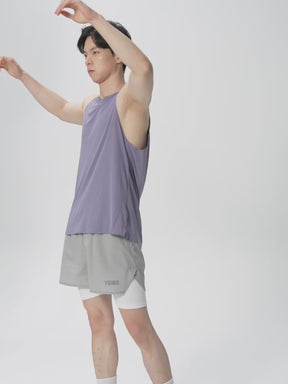 メンズ 2in1 ベンチレーション ポケット付き ショートパンツ