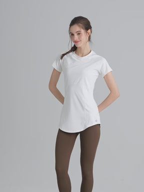 ロング丈 半袖シャツ 着痩せ