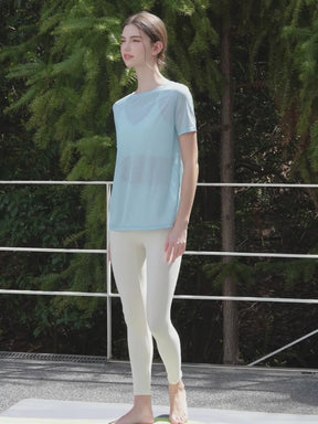 2WAY 速乾 通気性 ヨガTシャツ 半袖