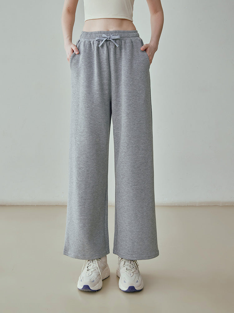 Yomoment レディース スウェットワイドパンツ ゆったり 美脚 リラックス 体型カバー
