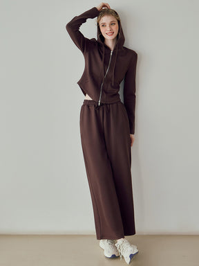 Yomoment レディース スウェットワイドパンツ ゆったり 美脚 リラックス 体型カバー