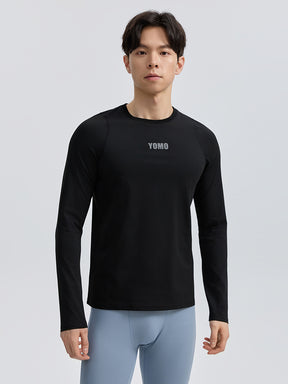 Yomoment メンズ 速乾 クルーネック ラグランスリーブ 長袖Tシャツ スポーツウェア ランニング ジム トレーニング
