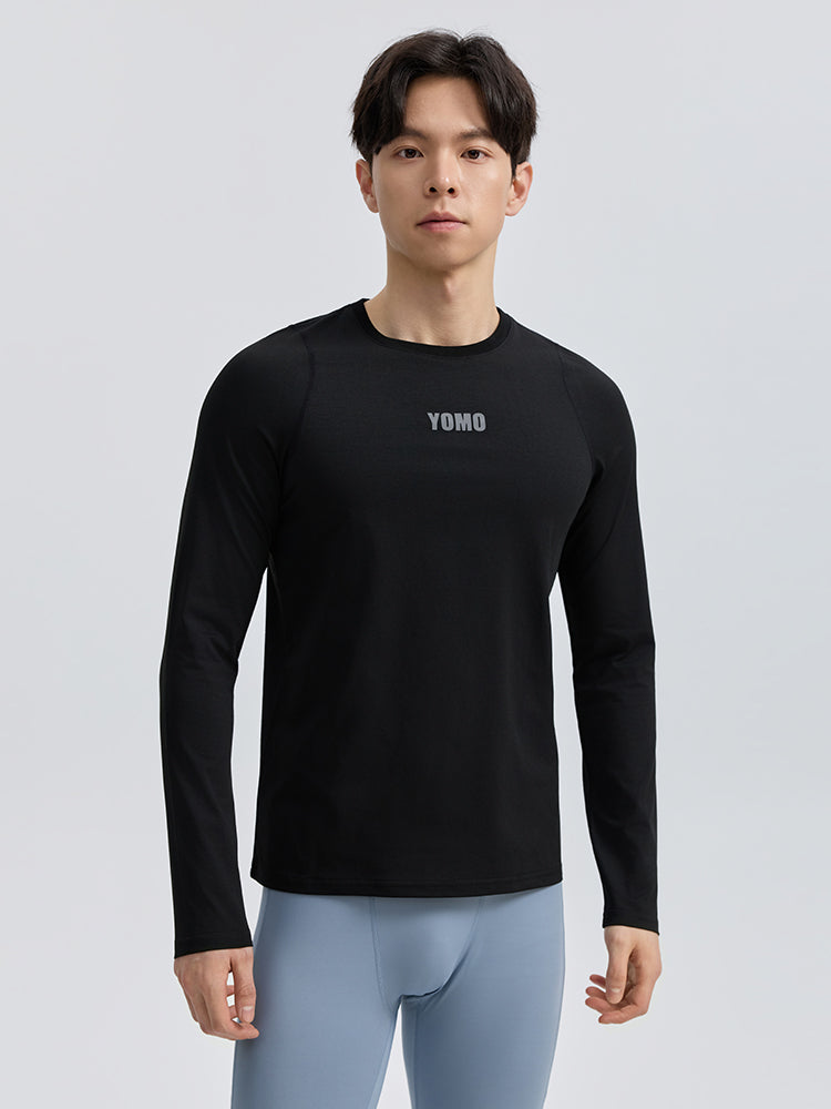 Yomoment メンズ 速乾 クルーネック ラグランスリーブ 長袖Tシャツ スポーツウェア ランニング ジム トレーニング