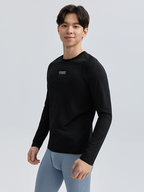 Yomoment メンズ 速乾 クルーネック ラグランスリーブ 長袖Tシャツ スポーツウェア ランニング ジム トレーニング