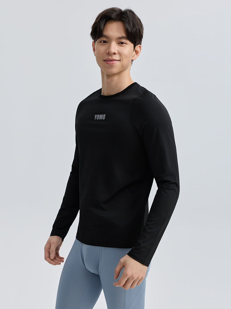 Yomoment メンズ 速乾 クルーネック ラグランスリーブ 長袖Tシャツ スポーツウェア ランニング ジム トレーニング
