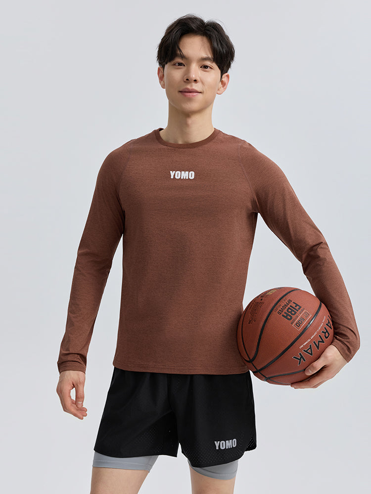 Yomoment メンズ 速乾 クルーネック ラグランスリーブ 長袖Tシャツ スポーツウェア ランニング ジム トレーニング
