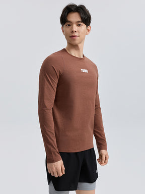 Yomoment メンズ 速乾 クルーネック ラグランスリーブ 長袖Tシャツ スポーツウェア ランニング ジム トレーニング