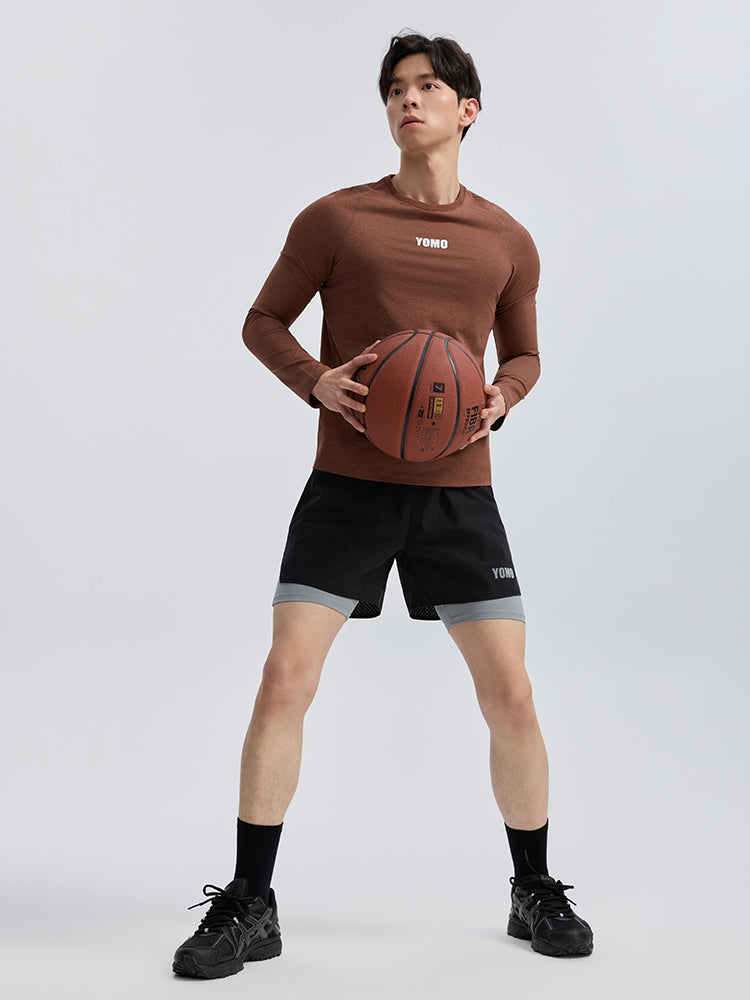 Yomoment メンズ 速乾 クルーネック ラグランスリーブ 長袖Tシャツ スポーツウェア ランニング ジム トレーニング