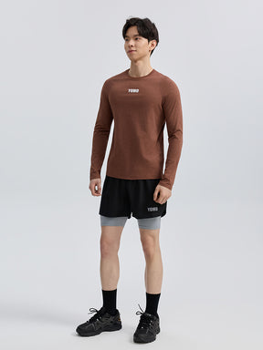 Yomoment メンズ 速乾 クルーネック ラグランスリーブ 長袖Tシャツ スポーツウェア ランニング ジム トレーニング