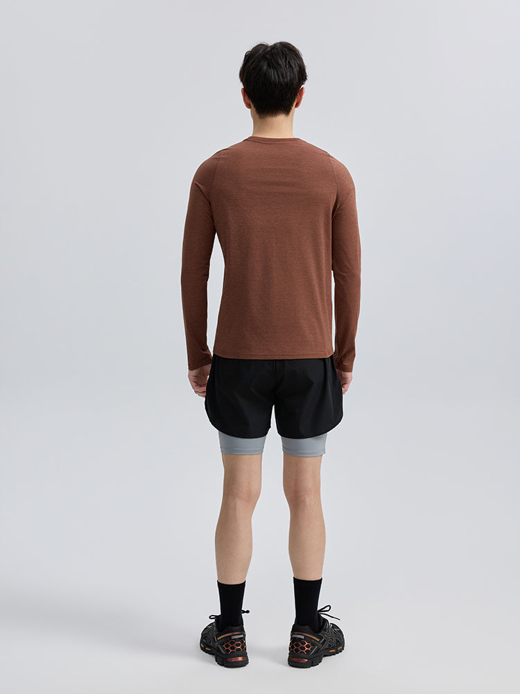 Yomoment メンズ 速乾 クルーネック ラグランスリーブ 長袖Tシャツ スポーツウェア ランニング ジム トレーニング