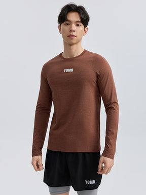 Yomoment メンズ 速乾 クルーネック ラグランスリーブ 長袖Tシャツ スポーツウェア ランニング ジム トレーニング
