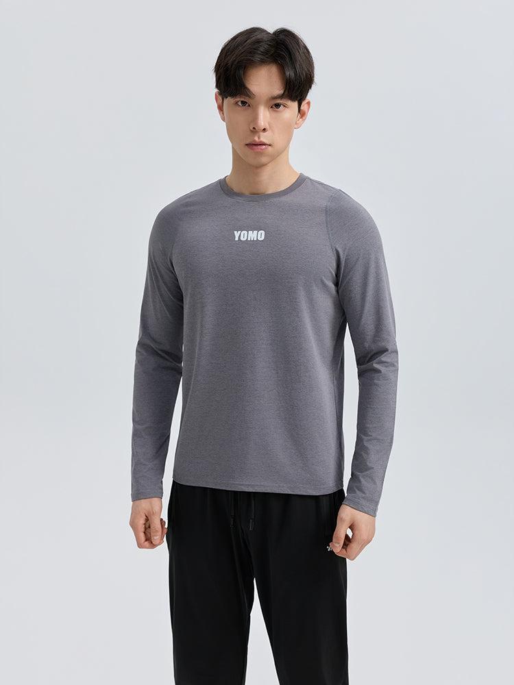Yomoment メンズ 速乾 クルーネック ラグランスリーブ 長袖Tシャツ スポーツウェア ランニング ジム トレーニング