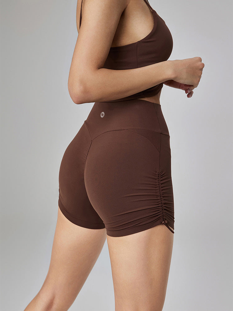 Yomoment ヒップアップ キュロットパンツ サイドシャーリング入り 美脚ショートパンツ 脚長見え 動きやすく 快適